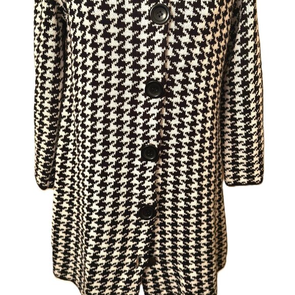 Fever Elegant Classic Houndstooth Coatigan Platter Collar Sz Large - Picture 2 of 5